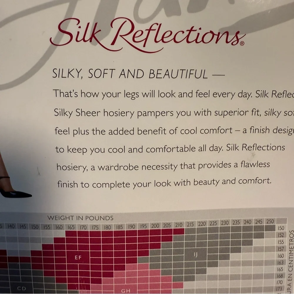 Hanes Silk Reflections Pantyhose Nude Cool Comfort Control Top Reinforced Toe AB